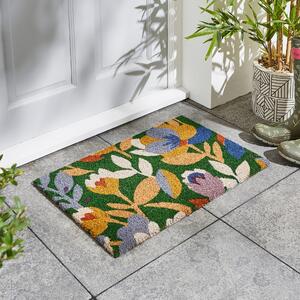 Elements Floral Coir Outdoor Doormat MultiColoured