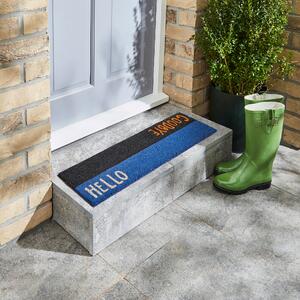 Elements Hello/Goodbye Coir Outdoor Step Doormat Blue