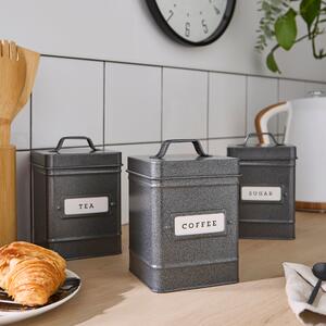 Set of 3 Industrial Kitchen Canisters Grey