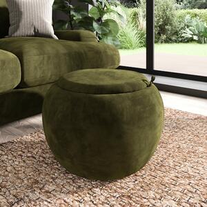 Callie Tray Table Storage Footstool Velvet Olive