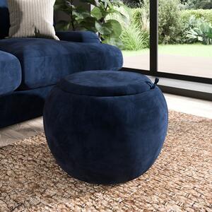 Callie Tray Table Storage Footstool Velvet Navy