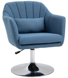 HOMCOM Swivel Accent Chair for Living Room Contemporary Vanity Armchair with Adjustable Height Thick Cushion Lumbar Support Armrest Blue