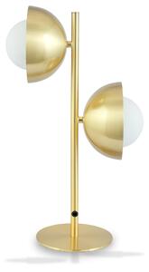 Estelle Brushed Brass Metal and White Orb Modern Dome Table Lamp | Roseland Furniture