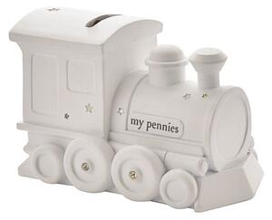 Bambino White Resin Money Box - Train