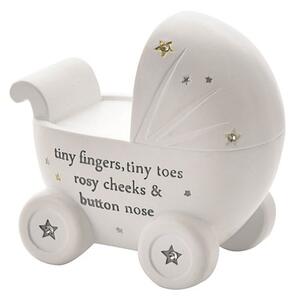 Bambino White Resin Money Box - Pram