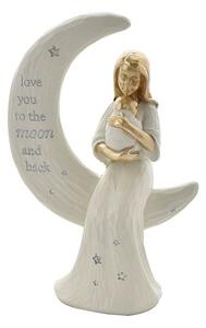 Bambino Mother and Baby Sitting on Moon Figurine "Love You"