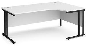 Value Line Deluxe C-Leg Right Hand Ergonomic Desk (Black Legs), 180wx120/80dx73h (cm), White