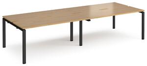 Prime Back To Back Double Narrow Bench Desk (Black Legs), 320wx120dx73h (cm), Oak