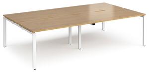 Prime Back To Back Double Bench Desk (White Legs), 280wx160dx73h (cm), Oak