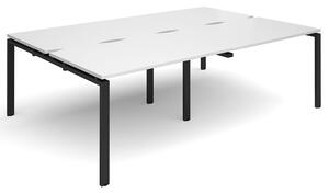 Prime Back To Back Double Bench Desk (Black Legs), 240wx160dx73h (cm), White