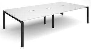 Prime Back To Back Double Bench Desk (Black Legs), 320wx160dx73h (cm), White