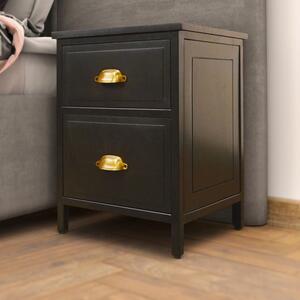 Fenway 2 Drawer Bedside Table, Black