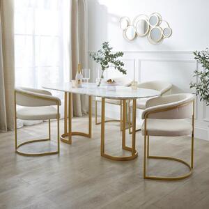 Sascha 6 Seater Oval Dining Table, Marble