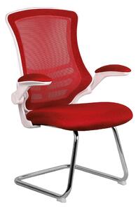 Moon Mesh Back Visitor Chair With Chrome Frame (Red)