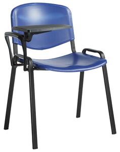 Pack Of 4 Plastic Conference Chairs With Writing Tablet, Blue