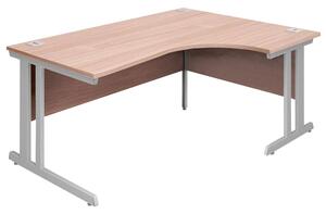 Avoca Right Hand Ergonomic Desk, 140wx120dx73h (cm), Sliver/Beech