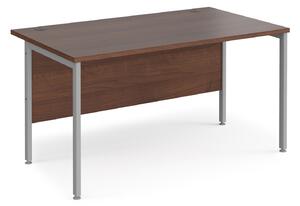Value Line Deluxe H-Leg Rectangular Desk (Silver Legs), 140wx80dx73h (cm), Walnut