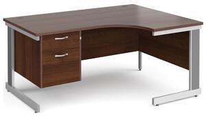 All Walnut Deluxe Right Hand Ergo Desk 2 Drawers , 160wx120/80dx73h (cm)