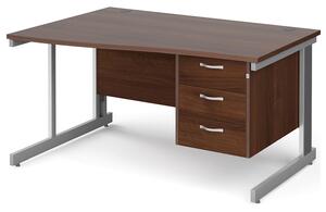 All Walnut Deluxe Left Hand Wave Desk 3 Drawers , 140wx99/80dx73h (cm)