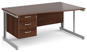 All Walnut Deluxe Right Hand Wave Desk 3 Drawers , 160wx99/80dx73h (cm)