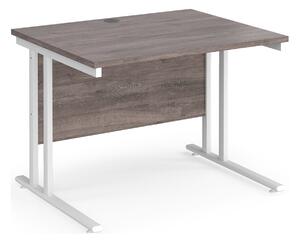 Value Line Deluxe C-Leg Rectangular Desk (White Legs), 100wx80dx73h (cm), Grey Oak