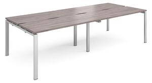 Prime Back To Back Double Narrow Bench Desk (Silver Legs), 280wx120dx73h (cm), Grey Oak