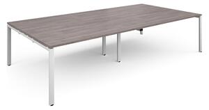 Prime Rectangular Boardroom Table (White Legs), 320wx160dx73h (cm), Grey Oak