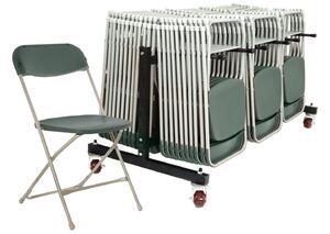 Classic Folding Chair Bundle Deal (84 Chairs & 1 Low Trolley), Black