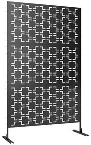 Outsunny Metal Decorative Privacy Screen Outdoor Divider, Black Grid Aosom UK