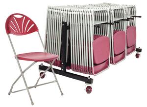 Comfort Folding Chair Bundle Deal (84 Chairs & 1 Low Trolley), Blue