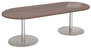Constant Radial End Boardroom Table, Brushed Steel/Walnut