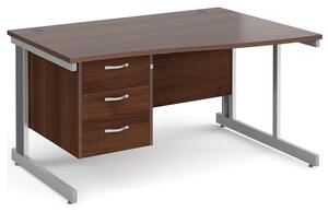 All Walnut Deluxe Right Hand Wave Desk 3 Drawers , 140wx99/80dx73h (cm)