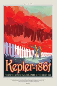 Illustration Kepler186f (Planet & Moon Poster) - Space Series (NASA), (26.7 x 40 cm)
