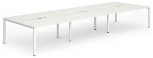 Pamola Triple Back To Back Bench Desk (White Legs), 360wx160dx73h (cm), White