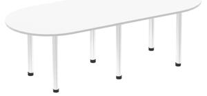 Vitali Radial End Boardroom Table (Tubular Legs), 240wx100dx73h (cm), Silver/White