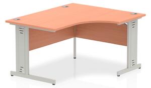 Vitali Deluxe Right Hand Ergonomic Desk (Silver Legs), 140wx120/80dx73h (cm), Beech