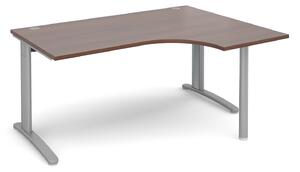 Trinity Right Hand Ergonomic Desk, 160wx120/80dx73h (cm), Silver/Walnut