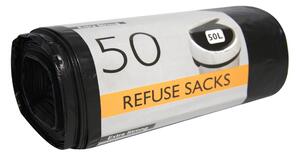 Pack of 50 Extra Strong 50 Litre Refuse Sacks Black
