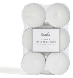 Pack of 12 Unscented Maxi Tealights White