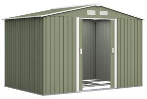 Outsunny 9 x 6 ft Metal Garden Storage Shed Corrugated Steel Roofed Tool Box with Foundation Ventilation and Doors, Light Green Aosom UK