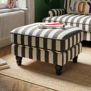 Beatrice Woven Stripe Footstool Black/White