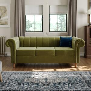 Chesterfield Velvet 3 Seater Sofa Green