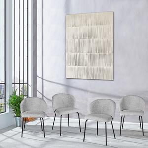 Set of 4 Milly Curved Back Boucle Dining Chairs Grey