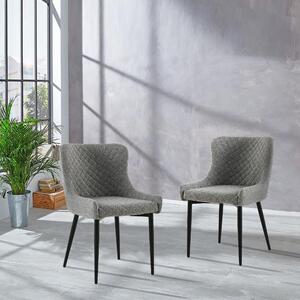 Set of 2 Indus Valley Simba Stitched Back Boucle Dining Chairs Grey