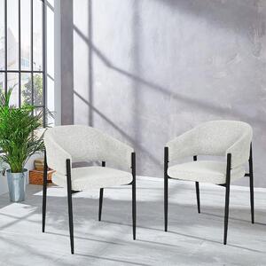 Set of 2 Indus Valley Herbie Curved Back Boucle Dining Chairs Beige