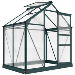 Outsunny Greenhouse Materials Polycarbonate, Large Walk-In Greenhouse Galvanised Base Aluminium w/ Slide Door, 1.9L x 1.3W x 2 m Aosom UK