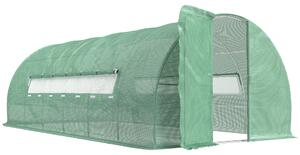 Outsunny Polytunnel Greenhouse with Metal Hinged Door, 25mm Diameter Galvanised Steel Frame & Mesh Windows (3 x 6M) Aosom UK