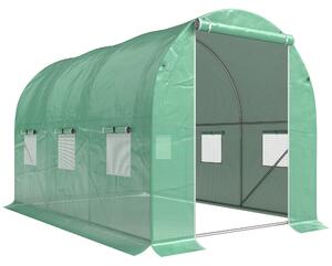 Outsunny Polytunnel Greenhouse, Outdoor Waterproof Garden Greenhouse with 6 Mesh Windows and Zipped Roll-Up Door, 3 x 2m Aosom UK