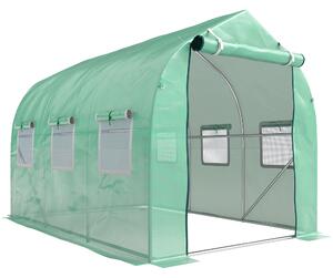 Outsunny Walk in Polytunnel Greenhouse with Windows and Door for Garden, Backyard (3 x 2M) Aosom UK