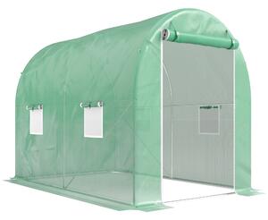 Outsunny Heavy Duty Polytunnel, Galvanised Steel Frame Walk-In Tunnel Greenhouse with Plastic Cover, 190 x 300 x 195cm, Green Aosom UK